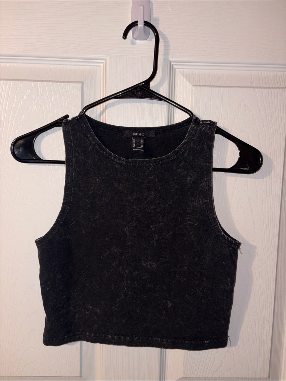 Forever 21 Black Washed Cropped Tank Top
